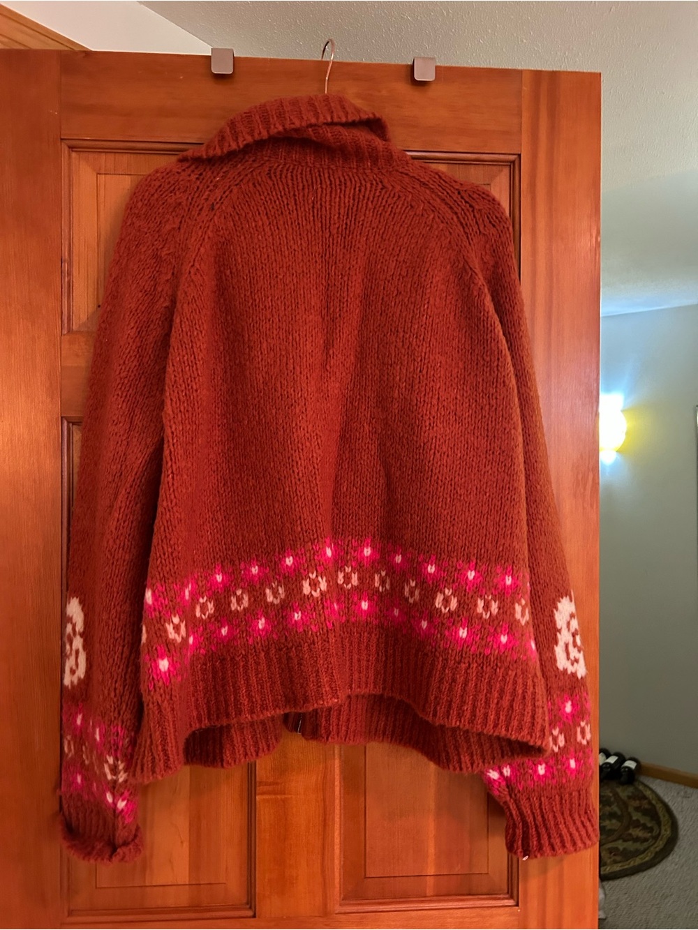 Anthropologie Maeve Rust-Orange Zip Cardigan - Picture 2 of 7